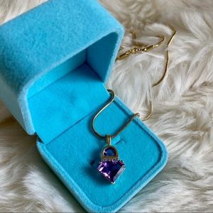 NATURAL AMETHYST NECKLACE W / SNAKE CHAIN
